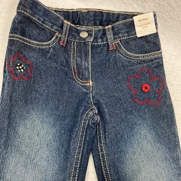 NWT vintage Gymboree adjustable waist embroidered flower flare jeans girls 5 - Picture 3 of 11